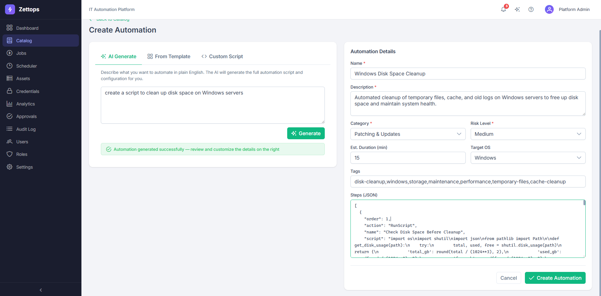 Zettops AI Automation Builder